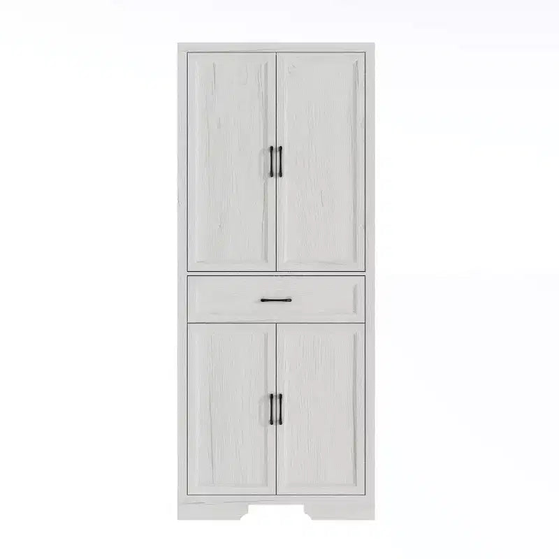 Mobile Dispensa da Cucina con Effetto Rovere Bianco, Ante Doppie e Cassetto
