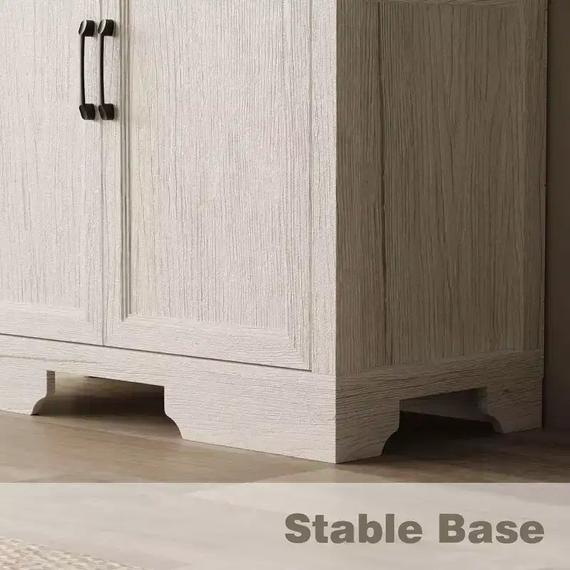 Mobile Dispensa da Cucina con Effetto Rovere Bianco, Ante Doppie e Cassetto