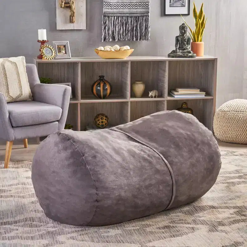 Poltrona Sacco Cilindrica 120 cm – Divano da Pavimento in Suedine per Camera da Letto e Soggiorno