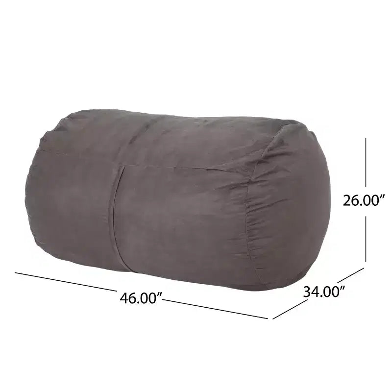 Poltrona Sacco Cilindrica 120 cm – Divano da Pavimento in Suedine per Camera da Letto e Soggiorno