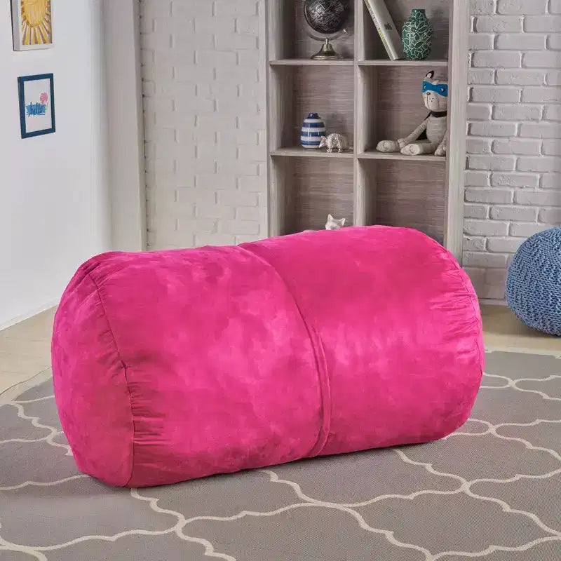 Poltrona Sacco Cilindrica 120 cm – Divano da Pavimento in Suedine per Camera da Letto e Soggiorno