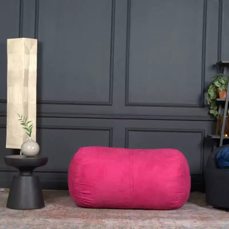 Poltrona Sacco Cilindrica 120 cm – Divano da Pavimento in Suedine per Camera da Letto e Soggiorno