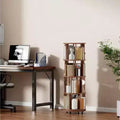 Libreria Girevole a Torre con Ruote – Legno Massello a 4/5/6 Livelli, Design Stretto per Piccoli Spazi